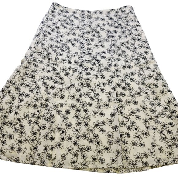 Preswick & Moore Women's Lined Floral Embroidered Midi Cotton Side Zip Skirt 8 - Picture 1 of 9